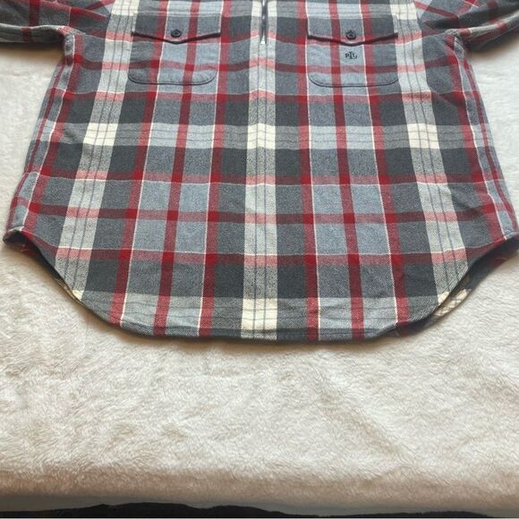 Lauren Ralph Lauren Red and Gray Plaid 1/4 Flannel Shirt Size Large - Picture 9 of 13